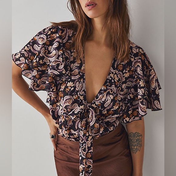 Free People Tops - Free People Intimately - Call Me Later Printed Bodysuit